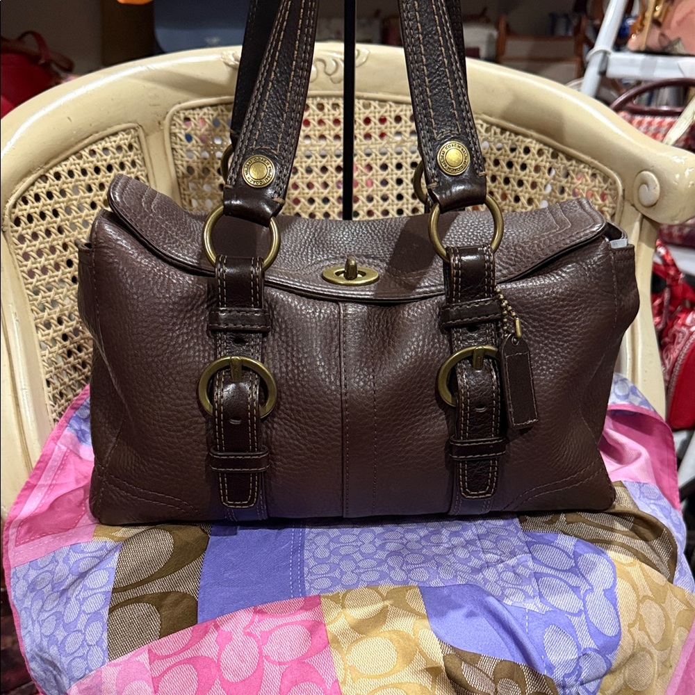 COACH Y2K Chelsea Satchel  Bag Brown Pebbled Leather